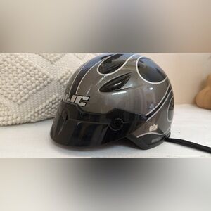 HJC open face motorcycle helmet visor S flame CL-21 DOT black and silver